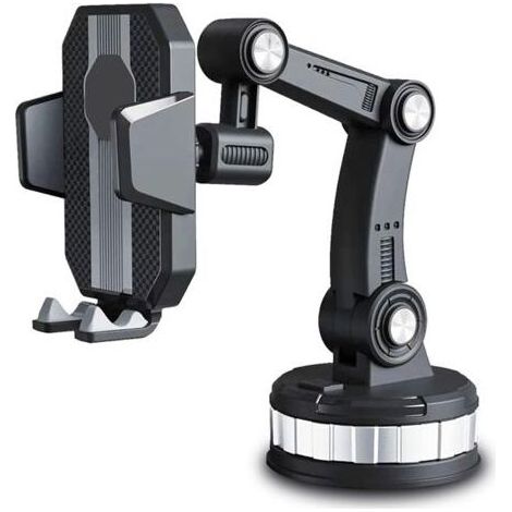 Support de téléphone de voiture, support de téléphone à ventouse, support de téléphone universel pour tableau de bord/pare-brise/fenêtre, support de téléphone à ventouse puissante à un bouton (noir) (1/5)