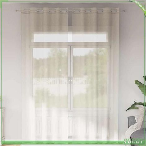 4102075 Rideaux en voile avec illets 2 pcs crème 140x260 cm (1/5)