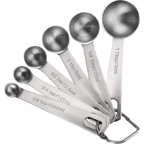Cuillère Doseuse - Acier Inoxydable - 6 Pièces - 15 ml à 0 63 ml - Cuisine Pâtisserie Café Épices - Lot Complet (1/5)