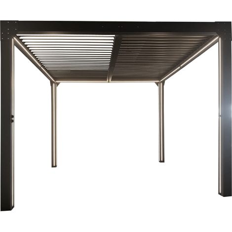 Pergola Bioclimatique de Jardin Gardiun Somerset 300x300x248 cm - 9m² AluminiumAnthracite Autoportante  Éclairage LED y Lames Réglables Orientables (1/5)