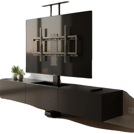 Support de télévision motorisé, télécommandé, hauteur réglable, noir (1/2)