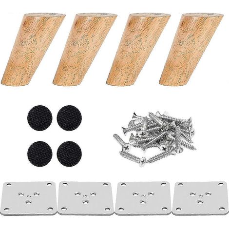 Pieds de table en bois coniques monoblocs (12 cm) avec un design incliné. (1/5)