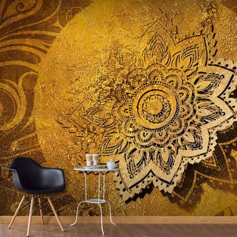 Papier peint éclairage doré - 300 x 210 cm (1/4)
