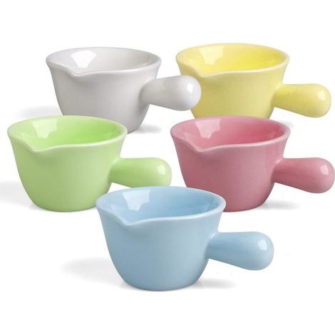 Ecleanfy - Lot de 5 bols à sauce en céramique 62 ml avec poignée. Pour tapas, apéritif et sauces, en 5 couleurs assorties. (1/5)