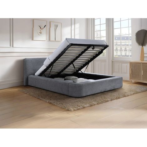 Letto contenitore 160 x 200 cm Tessuto Grigio + Materasso - JUDALO di Maison Céphy (1/4)