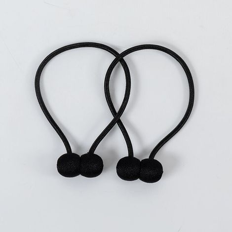 Lot de 2 Embrasses de Rideaux Magnétiques- Noir Corde pour Rideaux Tressage avec Aimant Solide pour Chambre Salon Bureau (1/4)