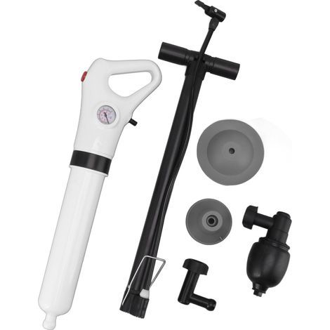 Drain unclogging high-pressure pump toilet plunger tool with adapters, pneumatic-type toilet dredging device for kitchens, white (divided) (1/5)