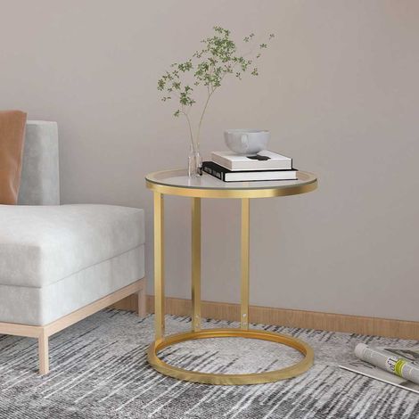 vidaXL Table d'appoint Doré et transparent 45 cm Verre trempé (1/5)