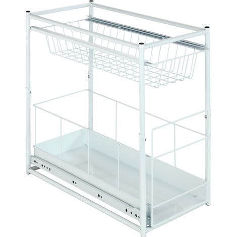 WENKO Schrankauszug 2 Fächer, Weiß, pulverbeschichtetes Metall weiß (1/5)