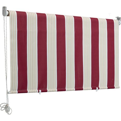 Tenda da Sole a Caduta con Catenella Avvolgibile Rullo Balconi Terrazze Mikonos - Colore: Beige/Bordeaux - Formato: 2 x 2.5 mt (1/4)