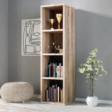 Étagère 106 cm de haut Colonne bibliothèque Couleur chêne (1/5)