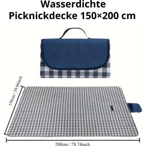 Couverture de pique-nique imperméable 150 x 200 cm – Couverture de plage/tapis d'extérieur, résistante au sable et pliable – facile à transporter, convient pour le camping, les voyages, le jardin et l (1/5)