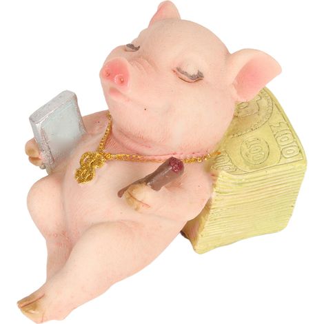 Petit cochon décoratif en résine, statuette amusante et réaliste pour voiture, chambre, salon ou bureau. (1/5)