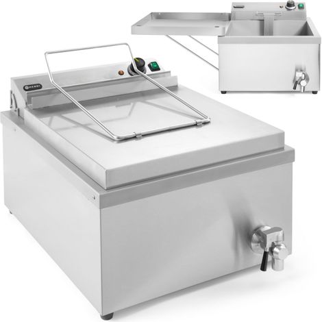 Friggitrice per friggere ciambelle di pesce con ripiano 12 l 3500 W - Hendi 205914