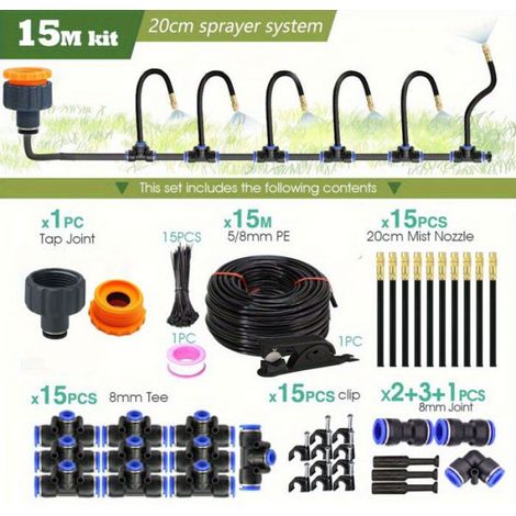 Arrosage Automatique Jardin Kit Goutte à Goutte Micro Aspersion Installation Facile Raccords Rapides Économiseur dEau pour Extérieur (1/4)
