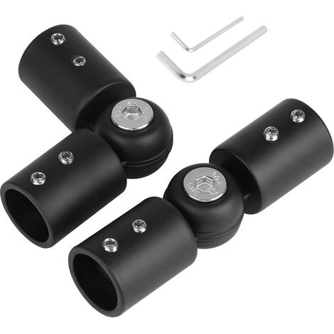 Lot de 2 Connecteur d'angle Réglable pour tringle à rideau, pour Tringle à Rideau de 19mm, Connecteur de Coude Articulé de 90 degrés à 180 degrés en Acier Inoxydable (1/5)
