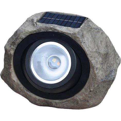 Solarbetriebene Gartenleuchte mit Steinoptik, verstellbares weißes und warmes Licht, Rasenleuchte aus Kunstharz für Terrasse und Gartenweg
