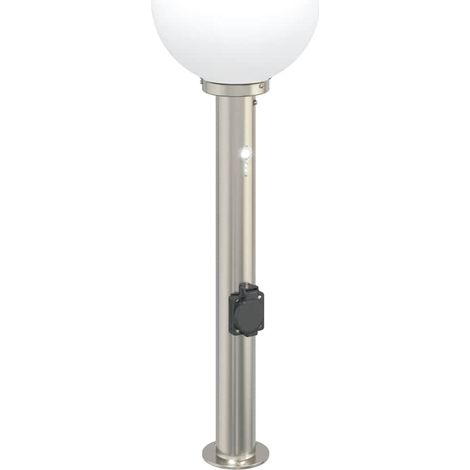 Borne lumineuse avec détecteur et prise 80 cm acier inoxydable IP44 vidaXL