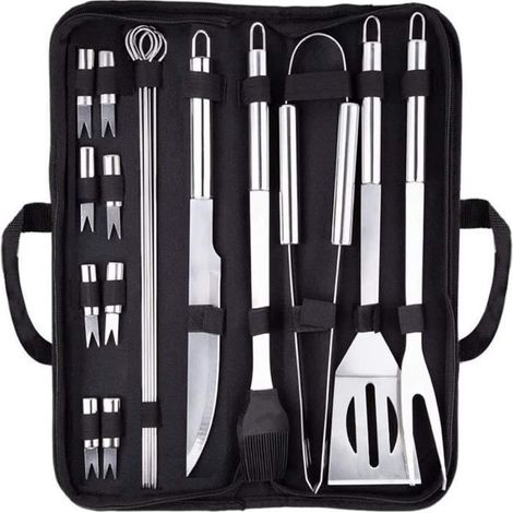 Ensemble d\'outils de barbecue en acier inoxydable LEYTN - Kit barbecue portable pour extérieur/camping/jardin (1/4)