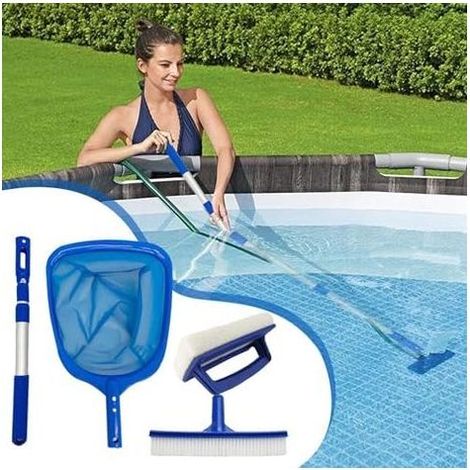 Kit de Nettoyage Spa, Accessoires Piscine, y Compris Un écumoire à Mailles Fines, Une Brosse en éponge et Nettoyage, pour Nettoyer Les bassins Jardin - (1/5)