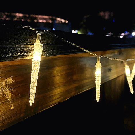Guirlandes lumineuses LED à piles en forme de glaçon, guirlandes lumineuses décoratives festives, lumières d'ambiance en forme de glaçon et guirlandes lumineuses en forme de bâtonnets de glaçon. (1/5)