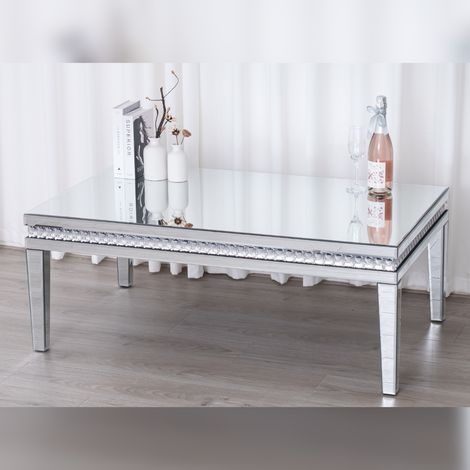 Stephanie Diamond Mirror Crystal Coffee Table