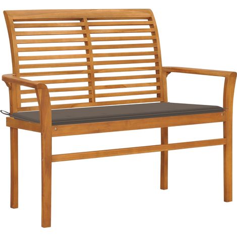 vidaXL Panca da Giardino e Cuscino Grigio Talpa 112 cm Massello (1/5)