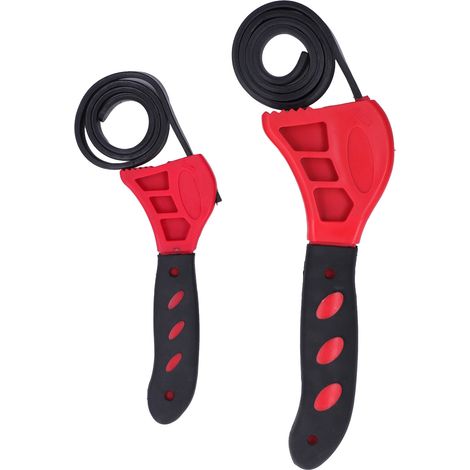 2 Pcs Clé à Sangle Réglable 6" et 8" pour Travaux Mécaniques Auto/Moto Rouge (1/5)