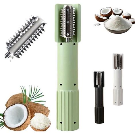 Rallador de coco eléctrico mejorado 2026，rodillo giratorio de acero inoxidable y diseño antisalpicaduras para uso en la cocina (verde) (1/5)