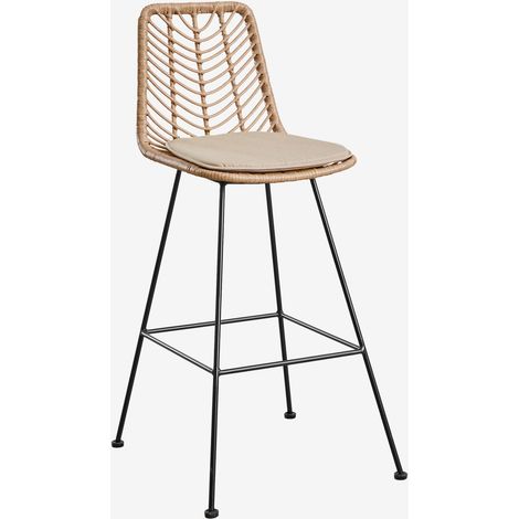 Pack de 2 taburetes altos en ratán sintético Gouda Natural SKLUM         ↑75 cm (1/5)