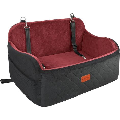 Hunde-Autositz für große Hunde, Memory-Schaum, 2 Sicherheitsleinen, Schwarz/Rot, Groß (1/5)
