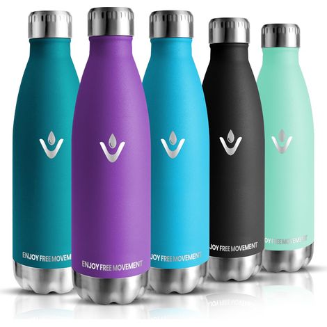 Gourde Isotherme - 500ML - Gourde Inox sans BPA, Réutilisable, Bouteille Isotherme, Processus de revêtement en Poudre, Bouteille pour Running, École, Bureau (1/5)