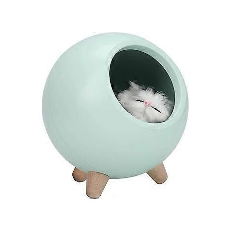 Tischlampe mit Katzenhaus-Motiv, niedliches Katzen-Nachtlicht, kleines Haustierhaus, LED-Nachtlampe mit Dual-Power-USB-Ladefunktion, Schlafzimmerbeleuchtung, stimmungsvolle Lampe (Grün)