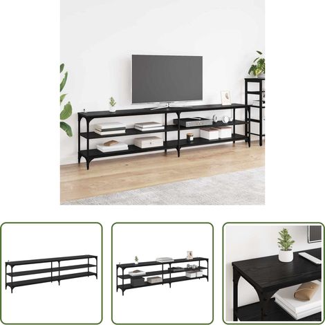 vidaXL Schrank für Wohnzimmer - TV-Schränk Schwarz Eichen-Optik 200 x 30 x 50 cm (1/5)