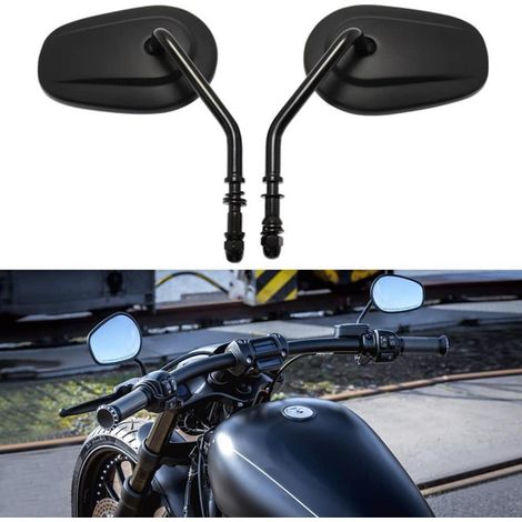Motorrad Seitenspiegel 8mm Schwarz für Harley Sportster Dyna Softail (1/5)