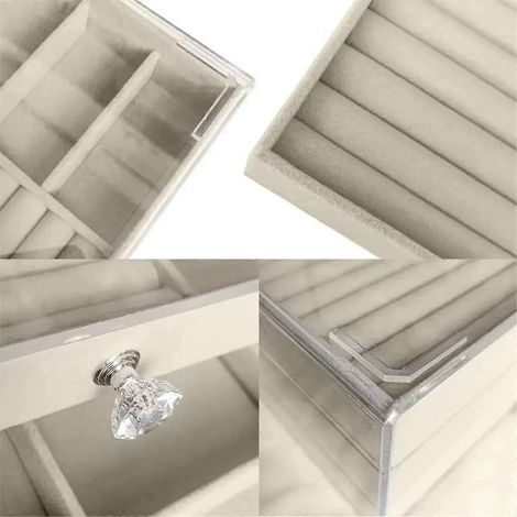 Schmuckaufbewahrungsbox mit 3 Schubladen, stapelbar, A--