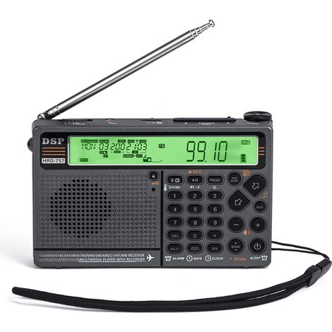 Radio portátil multibanda FM AM SW WB VHF UHF con Bluetooth TF, linterna SOS, para camping, senderismo y viajes. (1/5)
