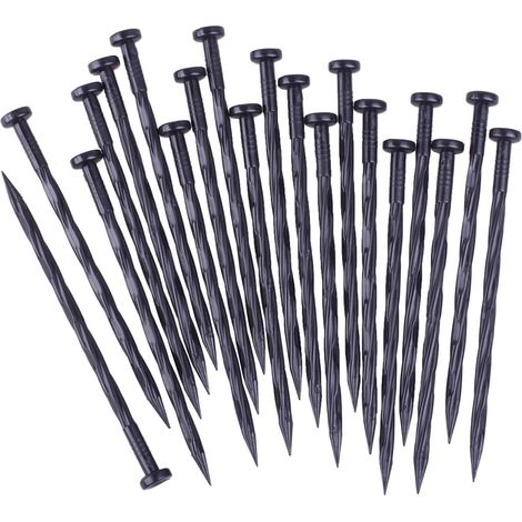 Lot de 20 piquets de bordure en plastique, 20 cm, en spirale, pour ancrage au sol, pour herbes aromatiques, bordures, allées et trottoirs.