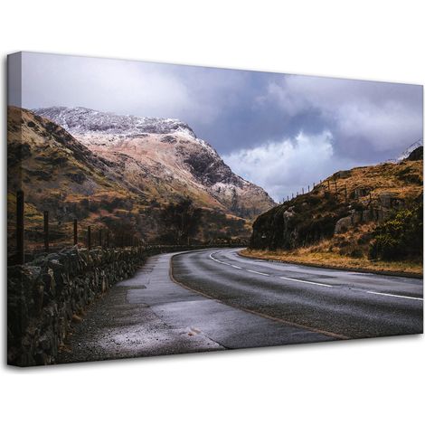 Leinwanddruck Naturstraße durch die Berge 80x50 cm