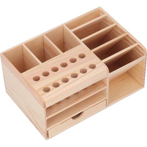 Boîte de rangement outils réparation en bois synthétique solide bords lisses compartiments tri classé accessoires (1/5)
