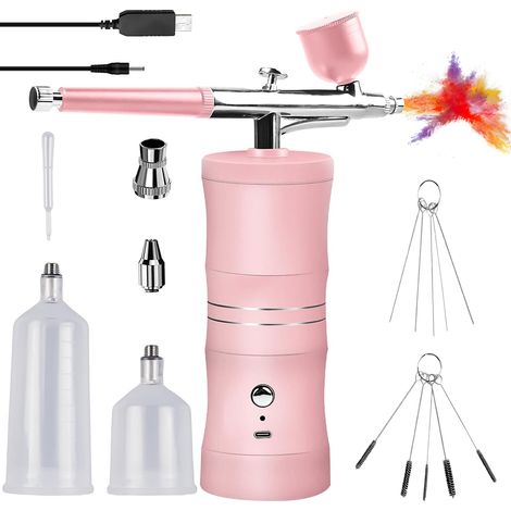 Kit d'aérographe avec compresseur, pistolet aérographe portable multi-fonctions, aérographe portable et sans fil, pour la décoration des ongles, la décoration de gâteau, le maquillage, la coloration (1/5)