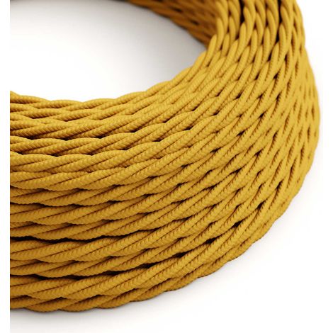Creative-Cables, Cavo elettrico rivestito in tessuto, Giallo Senape, 2 x 0,75 mm², 50 m, Trecciato, effetto seta