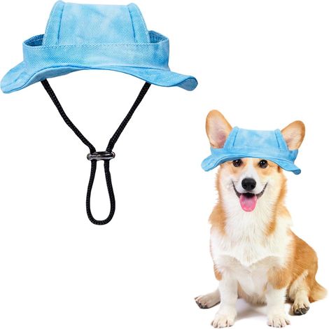 Sombrero Solar Para Perro Y Gato - Gorra Tipo Cubo Ajustable - Talla L - Azul (1/5)