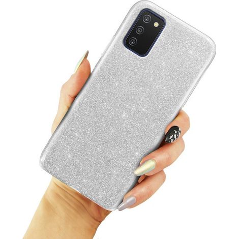 Custodia glitterata per Samsung Galaxy A03s, argento (1/3)