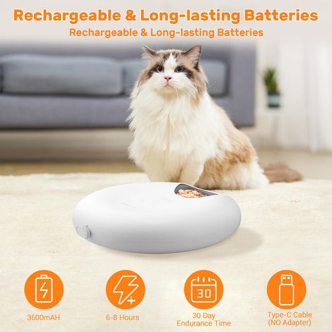 Distributeur automatique de nourriture pour chat et chien, 6 compartiments, programmable pour repas humides et secs, avec accumulateurs de froid, sans fil