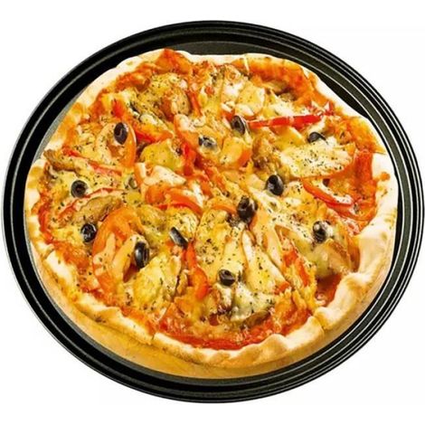 1 Plateau à pizza,Acier au carbone,Antiadhésif,Trous de ventilation,Cuisson uniforme,Fêtes et anniversaires