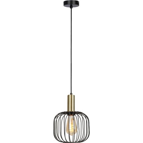 Lámpara colgante "Sofis" E27 230V IP20 Ø20x100cm fabricada en acero color negro y oro (1/3)