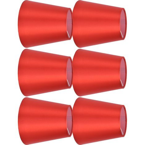 Lot de 6 abat-jour E14 en tissu pour lampe de table ou plafonnier, rouge vif, PX150 (1/5)