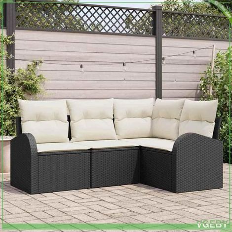 Ensemble de canapé de jardin - FAFEICY - 3354686 - Noir et blanc - Polyrotin - Modulable (1/5)