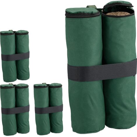 Lot de 4, Sac de lestage, Vert Tissu Oxford, à remplir de Sable, Fixation de Tente, Poids, tonnelle, (1/5)